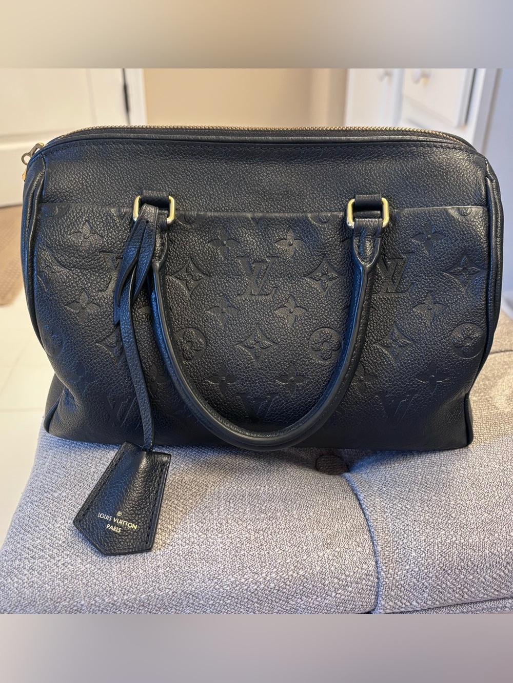 Louis Vuitton Black Empreinte Speedy Bandouliere 25 NM